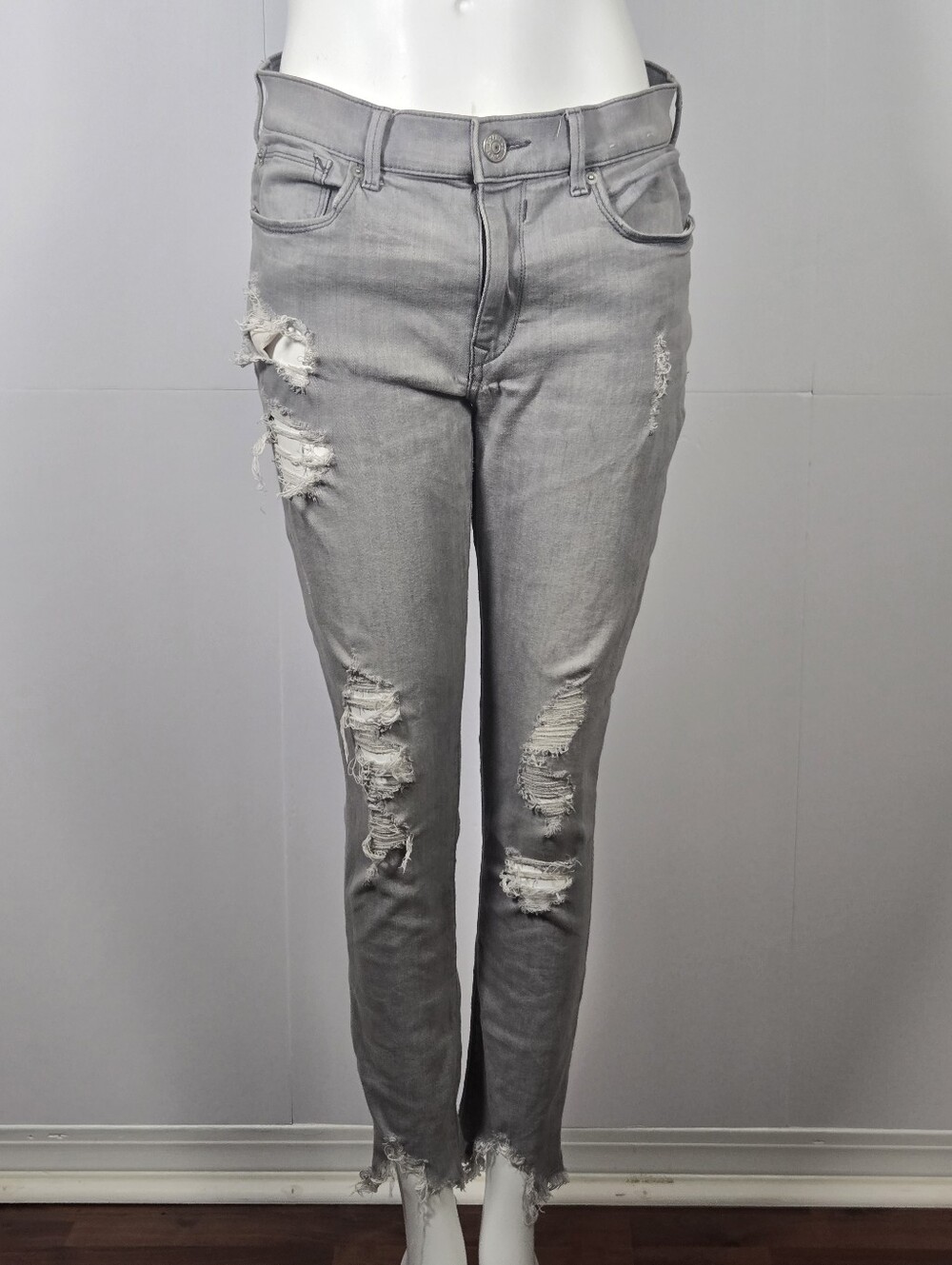 Express Women's Light Gray Skinny Jeans